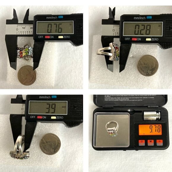 Sterling Silver 925 Multi Color Oval Cubic Zirconia CZ Ring Sz 7.75 - Picture 12 of 16